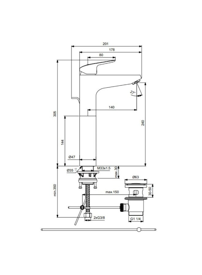 Is - Ceraflex Vessel Basin Mixer B1872Aa | Brass Body Basin Mixer | Single Tap Wash Basin Mixer Sink Faucet For Bathroom Faucet Vanity Lavatory - Chrome