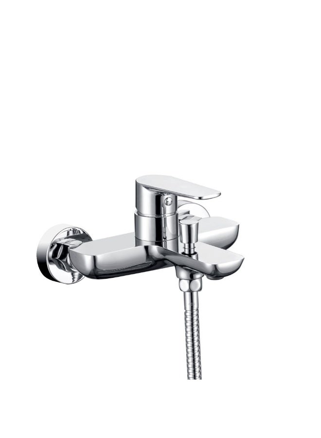 Milano Calli Bath Shower Mixer Set Chrome | Brass Shower Mixer | Bath Room Fixture Hot & Cold Bathtub Faucet Shower Tap For Bathroom Toilet Washroom - Chrome