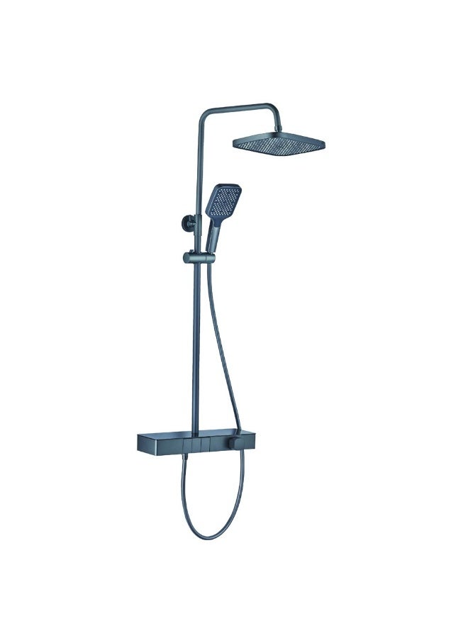 Milano Piano Plus Square Rain Shower Matt Grey | Stainless Steel Rain Shower | Rain Shower Set For Toilet Bathroom Washroom Shower Room - Matt Grey