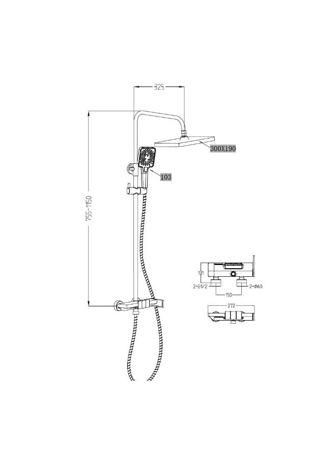 Milano Mila Rain Shower Mixer W/Shower Set Brush Nickel | Metal Body Shower Panel | Rain Shower Set For Toilet Bathroom Washroom Shower Room - Brushed Nickel