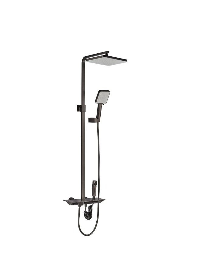 Milano Queen Plus Rain Shower Matt Grey | Brass/Stainless Steel Rain Shower | Rain Shower Set For Toilet Bathroom Washroom Shower Room - Grey