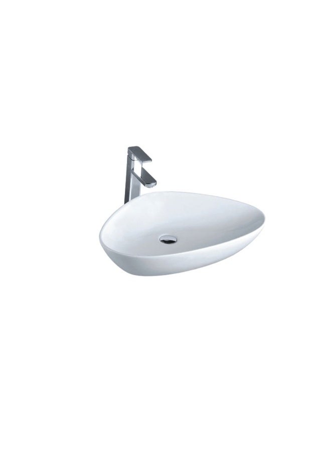 Milano Ceramic Art Basin Model No- 2219C White | Ceramic Counter Top | Over The Counter Wash Basin Lavatory Sink For Toilet Bathroom Washroom Shower Powder Room - White