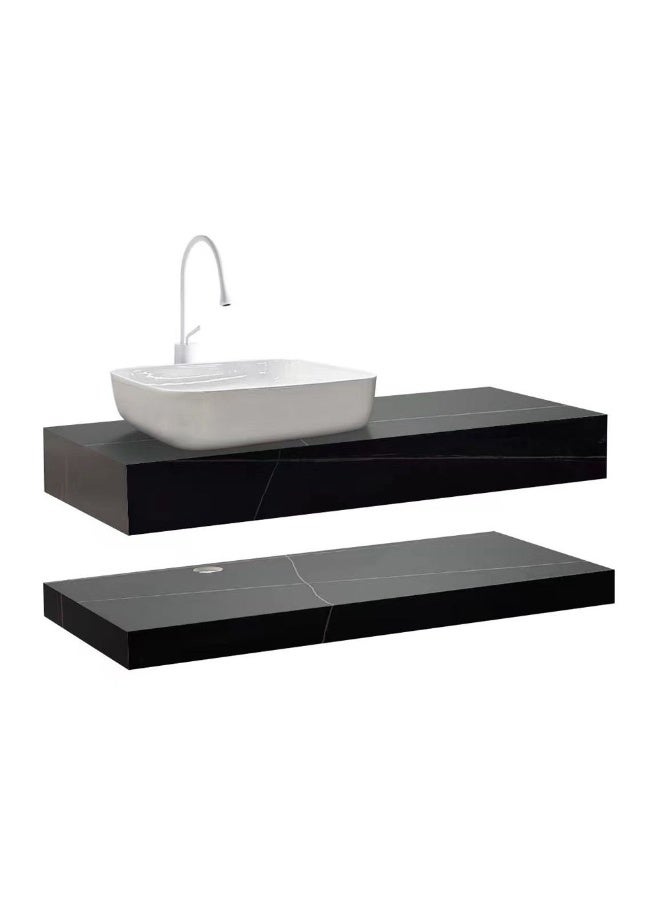 Milano Plus Aoife Marble Single Counter Top Basin SJ05 1200*500Mm (2Pcs/Set) Black | Porcelain & Ceramic Single Basin | Wall Mounted Wash Basin Lavatory Sink For Toilet Bathroom - Black