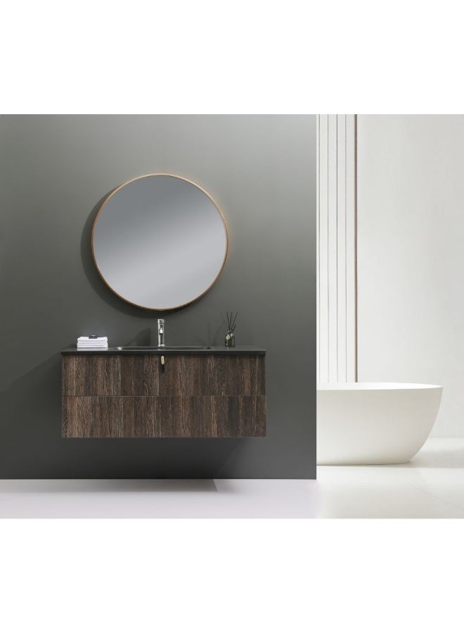 Milano Lessie Vanity Model Hs16403 With Led Mirror 1200*460*480Mm (2Ctns/Set ) | Wooden Cabinet Single Basin | Wall Mounted Wash Basin Lavatory Sink For Toilet Bathroom - Dark Gray