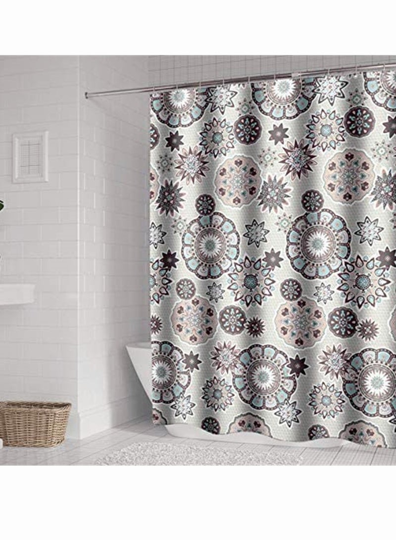 Shower Curtain Set, SYOSI Waterproof Shower Curtain Set for Bathroom with Hooks, No Liner Needed Waterproof Quick Drying Polyester Fabric (Flower, 180 X 200CM)