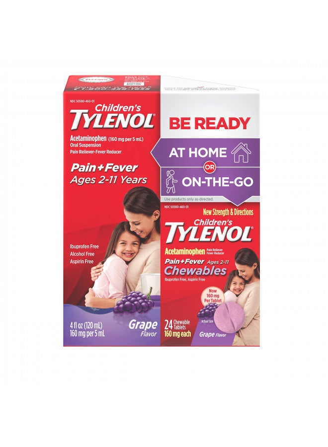 Tylenol Children's Pack with Liquid Oral Suspension, 4 Fl. Oz and Grape Chewables, 24 Count