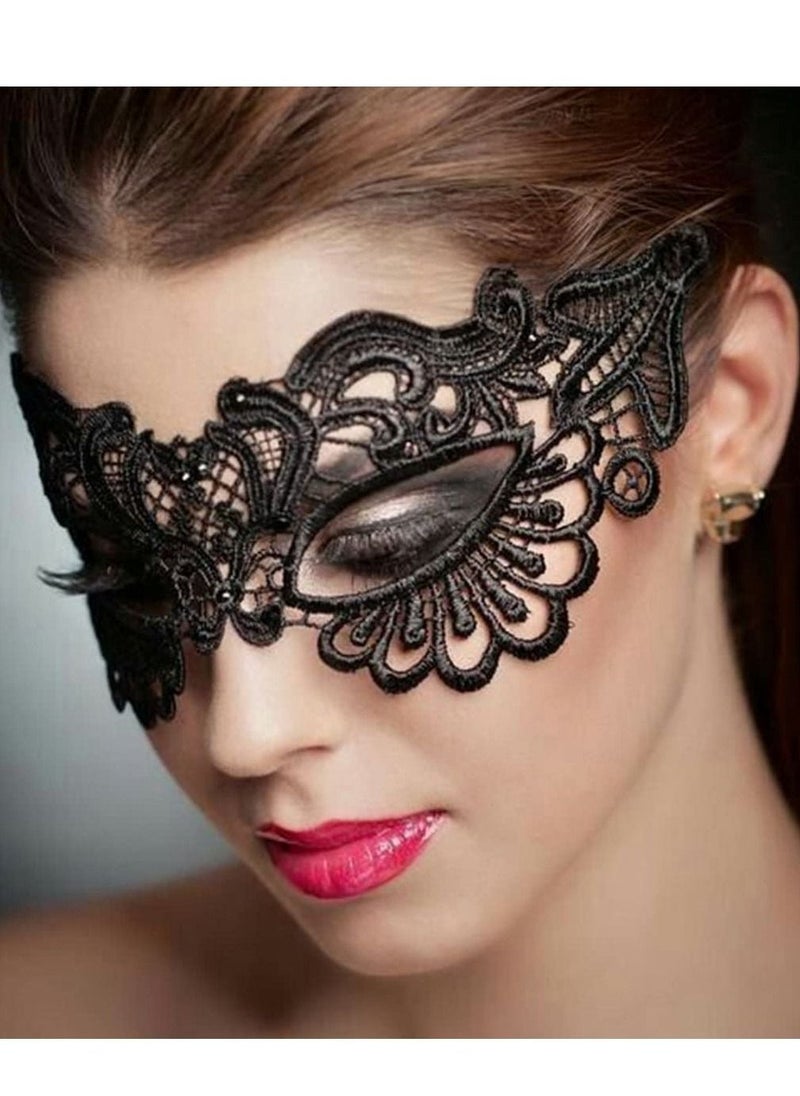 Lace Masquerade Mask with Choker Set for Women Lady,Charm Party Accessories,Black Goth Tattoo Necklace Eye Mask Pack,Lace Masquerade Mask Black Choker Lace Necklace Lace Pattern for Women