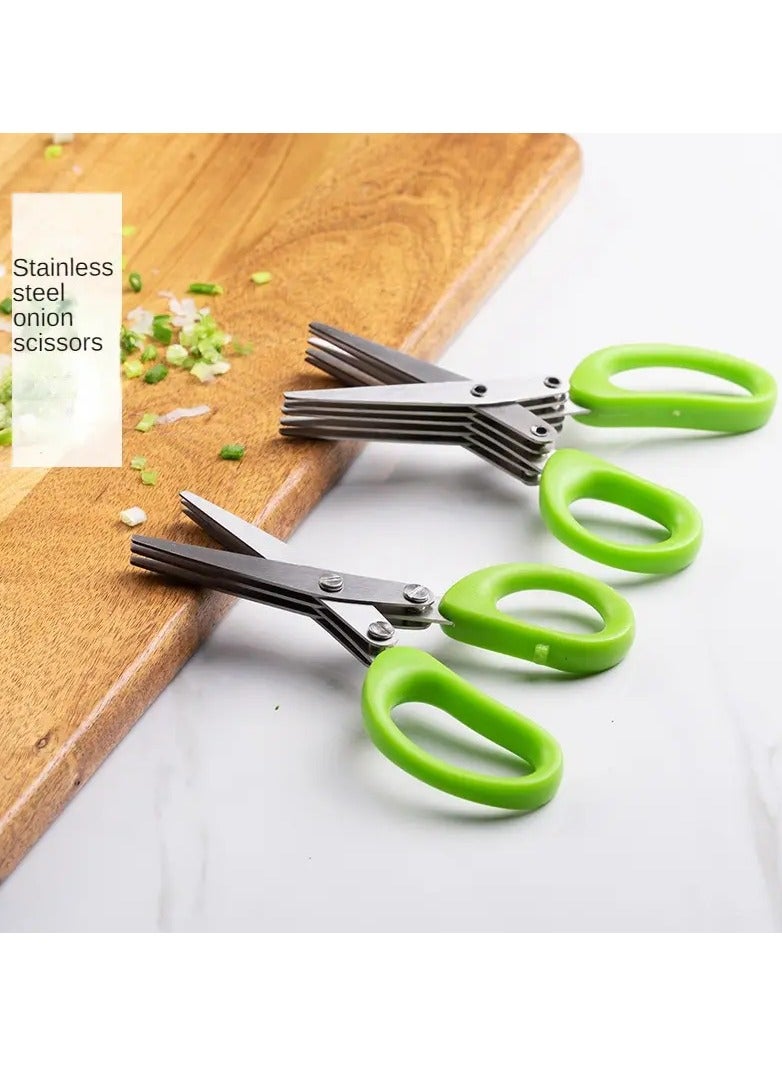 Versatile Culinary Companion: 5-Layer Stainless Steel Kitchen Shears - Ideal for Precision Chopping of Green Onions, Vegetables, Herbs, and Spices - Essential Cooking Supplies