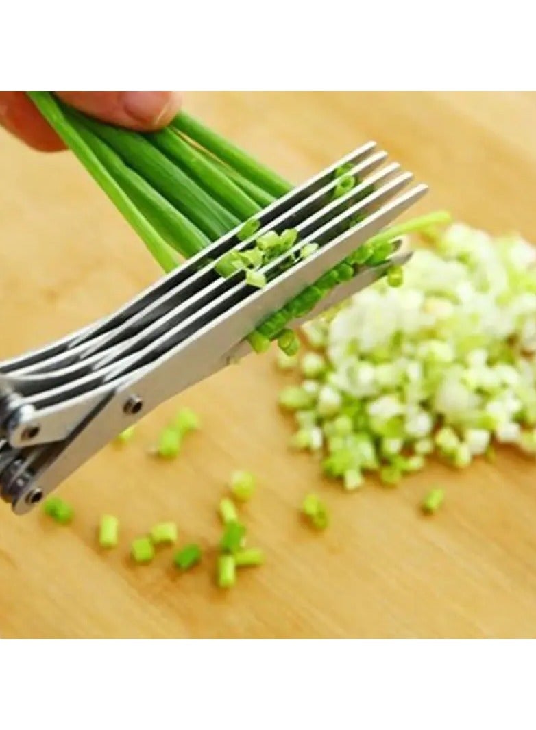 Versatile Culinary Companion: 5-Layer Stainless Steel Kitchen Shears - Ideal for Precision Chopping of Green Onions, Vegetables, Herbs, and Spices - Essential Cooking Supplies