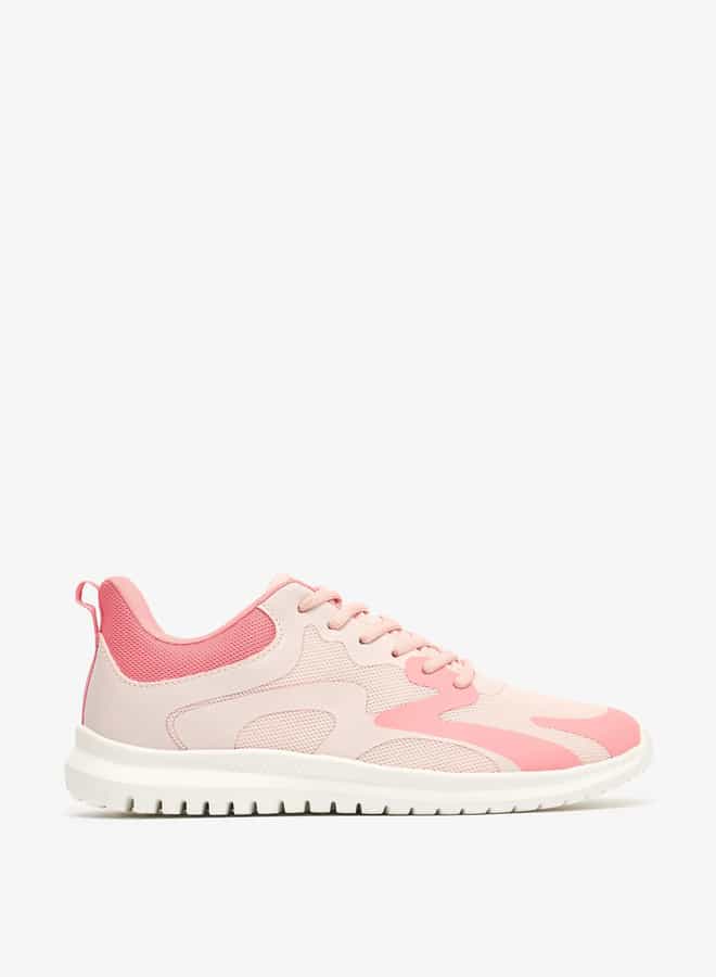 Women Textured Lace-Up Sports Shoes with Pull Tabs