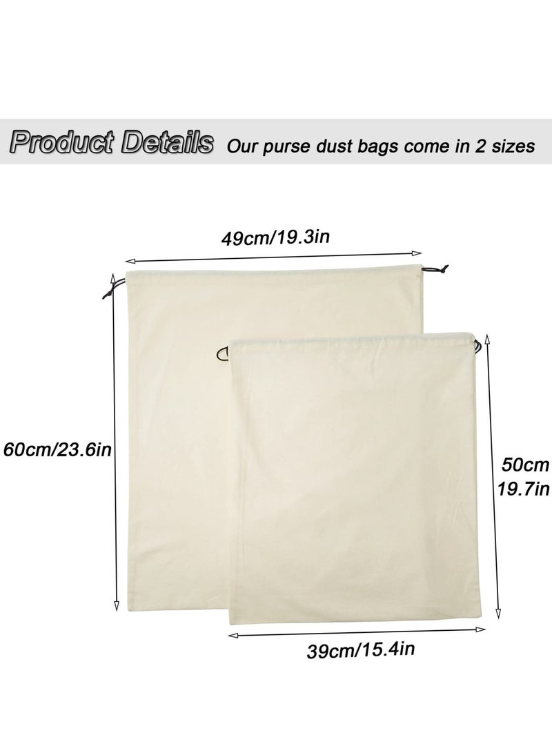 Dust Bags for Handbags, Dust Cover Storage Bags with Drawstring Pouch for Handbags, Purses, Shoes, Boots, Medium and Large, Set of 2(White)