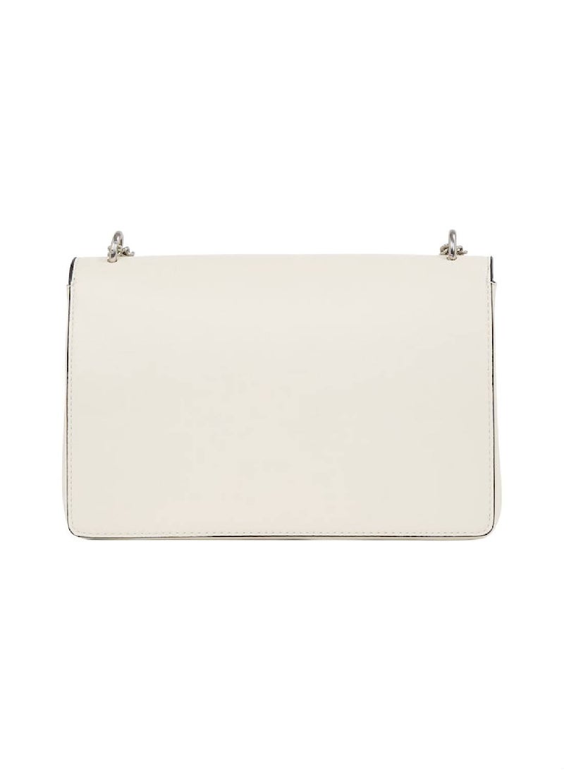 Women's Convertible Shoulder Bag, Cream - faux leather