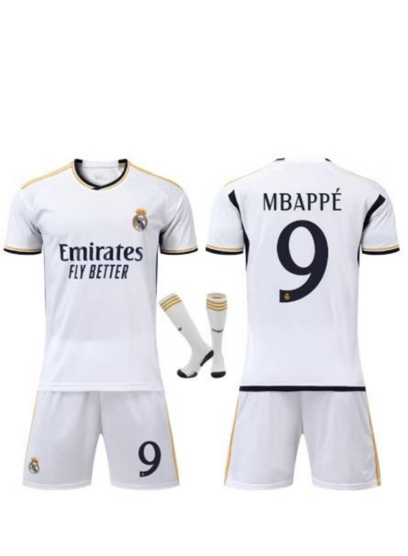 Kids Football Jersey Set, No.9 Mbappe Football Soccer Jersey, Football Soccer Jersey Tracksuits Kit for Kids Youth