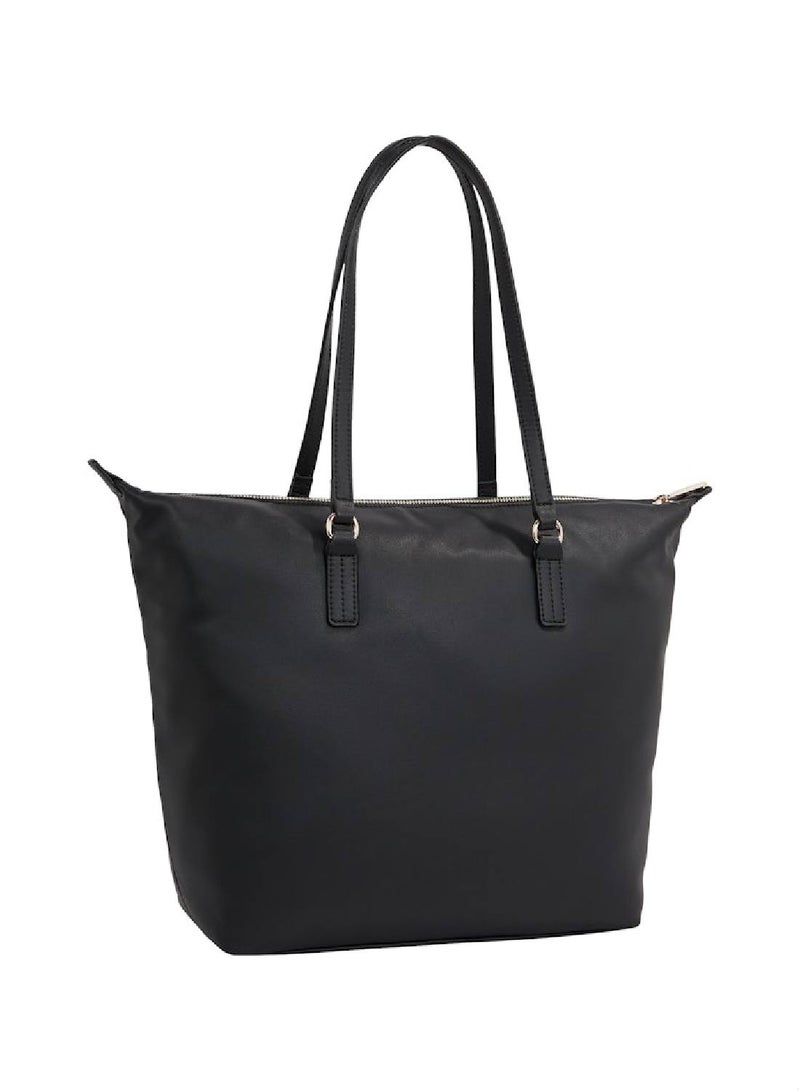 Women's Th Monogram Plaque Tote, Black- Recycled Polyester