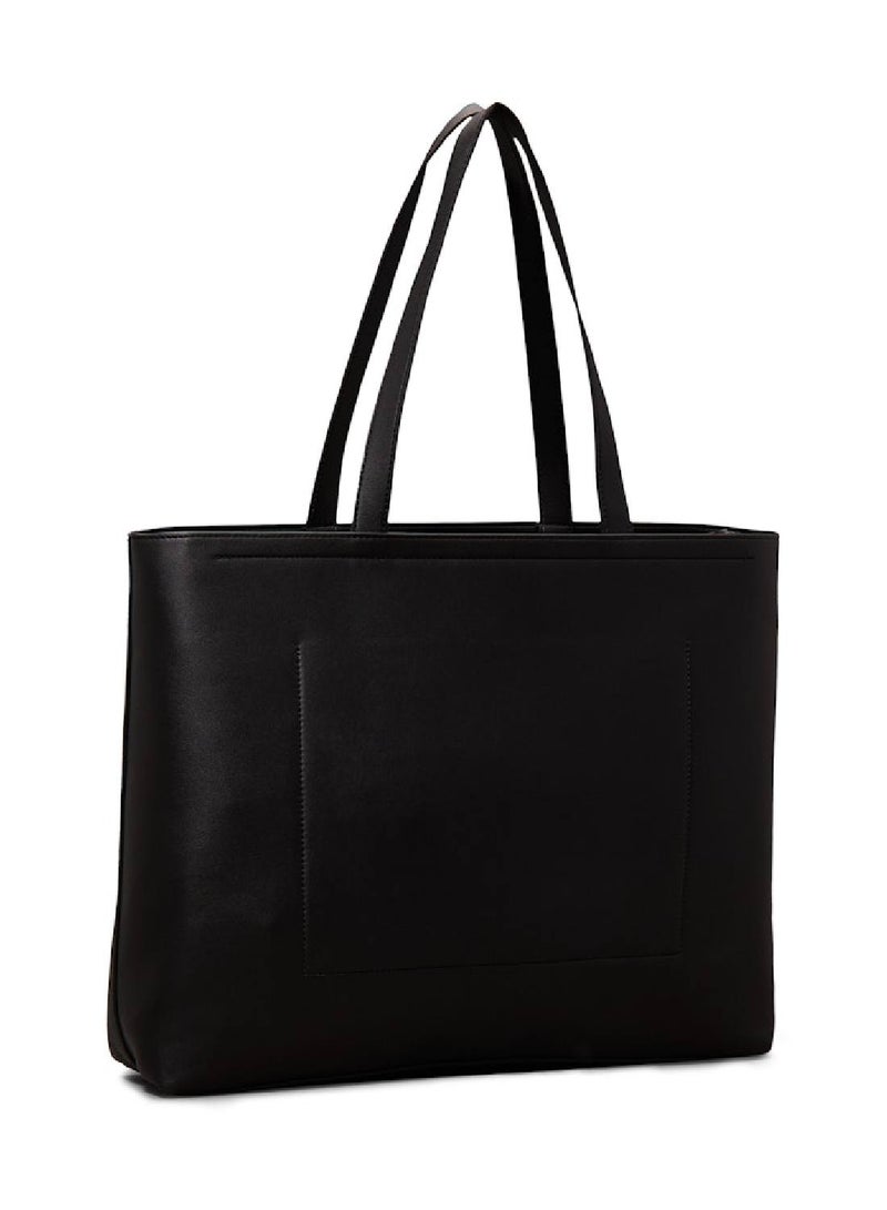 Women's  Large Tote Bag , Black - faux leather