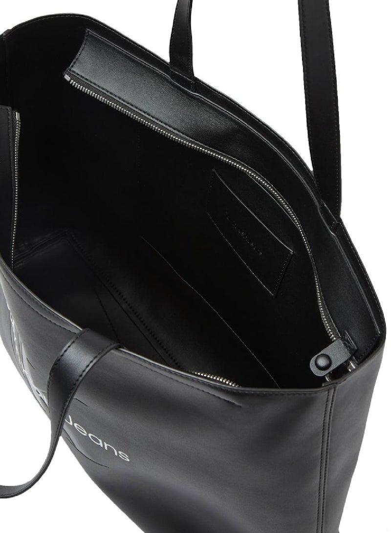 Women's  Large Tote Bag , Black - faux leather