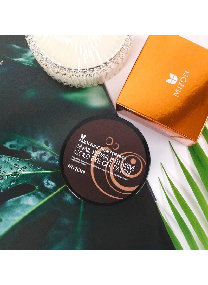 SNAIL REPAIR GOLD EYE GEL PATCH x 60 Korean skincare 24K Gold Eye Patches Anti Dark Circles and Anti Aging  Snail Mucin Extract Nourishes &Illuminates the under Eye Area