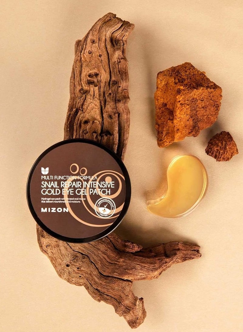SNAIL REPAIR GOLD EYE GEL PATCH x 60 Korean skincare 24K Gold Eye Patches Anti Dark Circles and Anti Aging  Snail Mucin Extract Nourishes &Illuminates the under Eye Area