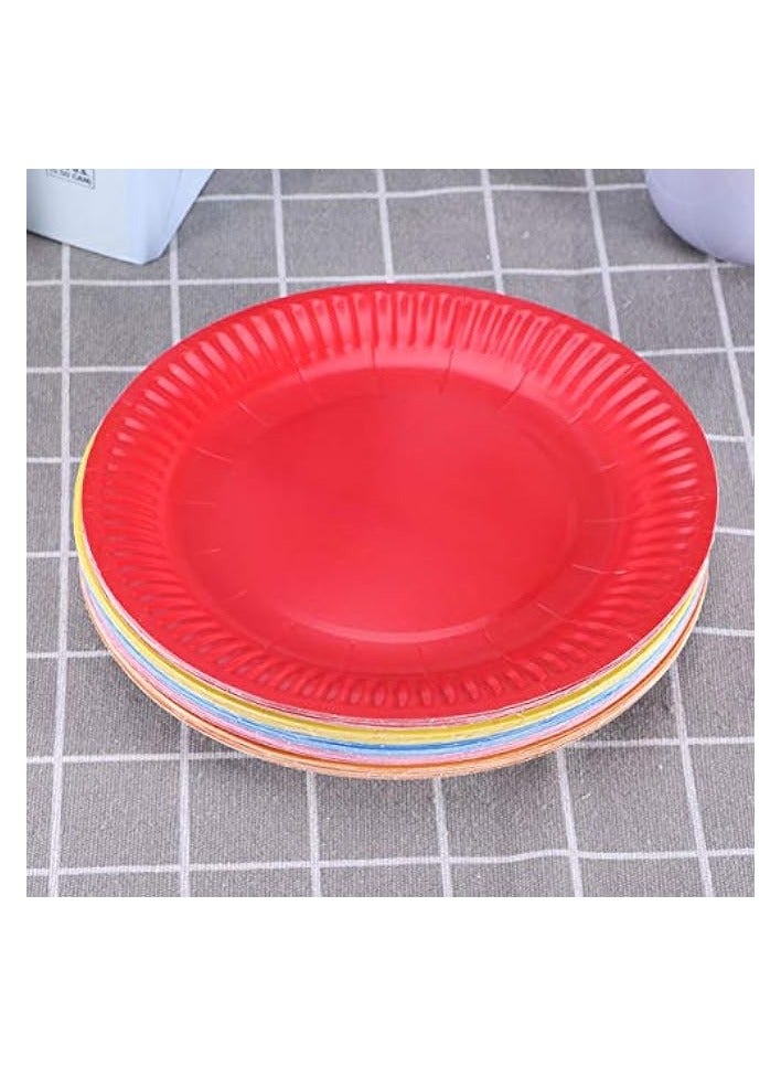 50 Pcs Disposable Colorful Paper Plate Trays for Kids Birthday Supplies Cake Dessert Fruit Dish Creative Tableware