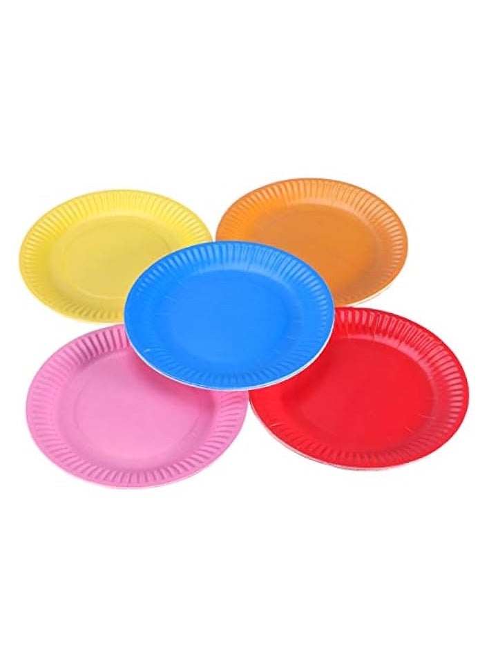 50 Pcs Disposable Colorful Paper Plate Trays for Kids Birthday Supplies Cake Dessert Fruit Dish Creative Tableware