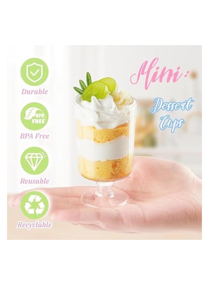 Square Plastic Dessert Cups, 30Pack 100ml Clear Plastic Parfait Appetizer Cup with Plastic Spoons, Reusable Small Clear Plastic Tumbler Cups Great for Tasting Party