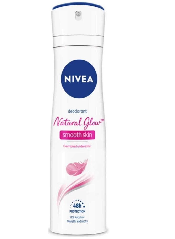 Natural Glow Antiperspirant For Women Spray 200ml (Pack of 6)