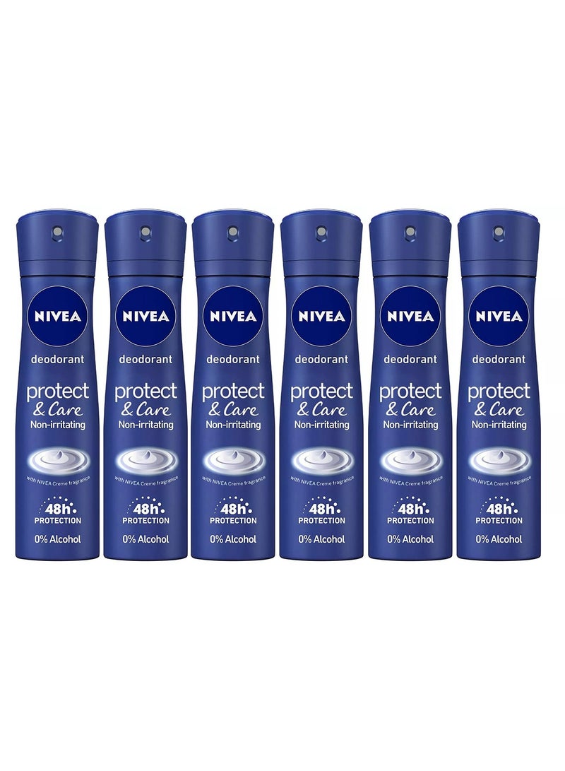 Protect And Care Antiperspirant Deodorant Spray 150ml (Pack of 6)