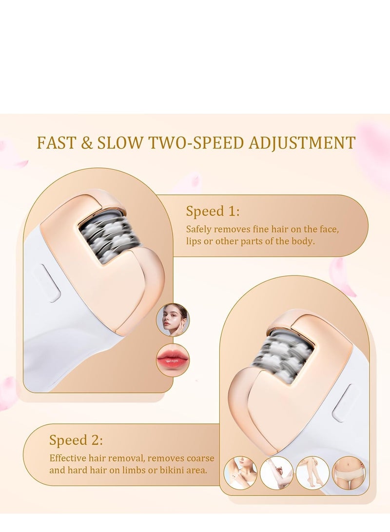 Epilator, Smooth Glide Epilator for Women Facial Hair, 3 in 1 Epilators Hair Removal for Leg/Arm, 2 Speed Adjustable USB Rechargeable Cordless Epilator for Face