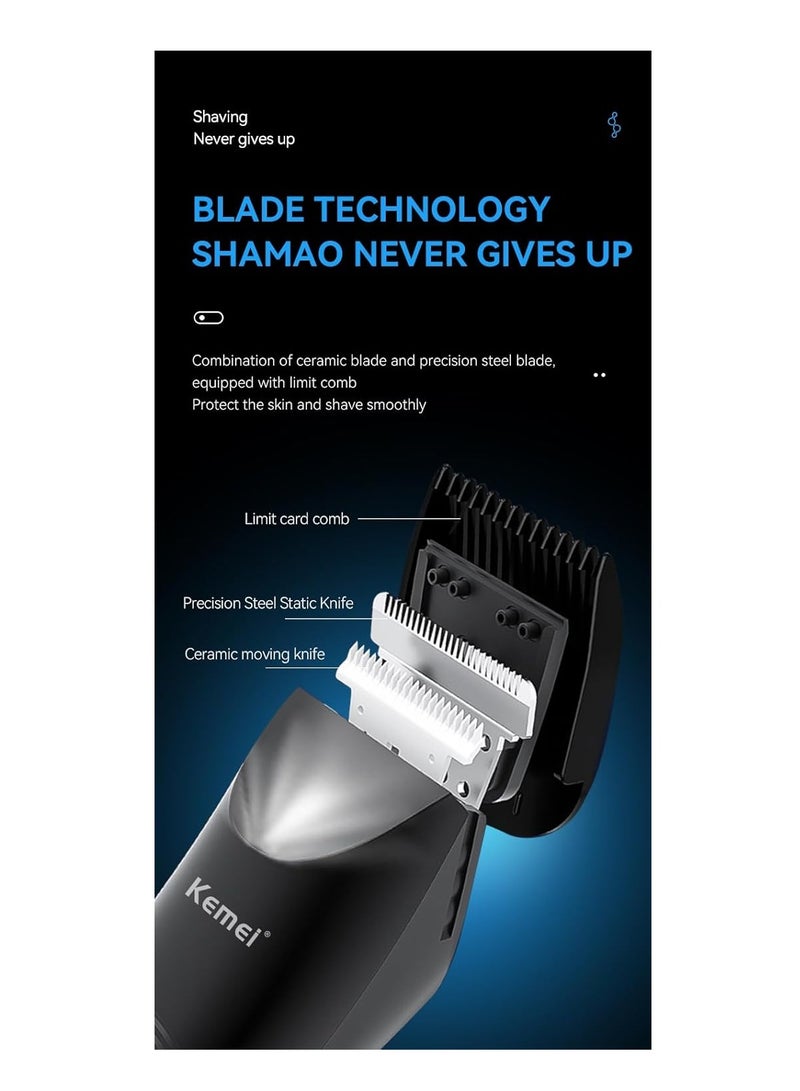 Vertical Hair Clipper, Rechargeable Hair Clipper, LCD Display, Fast Charging, Full 90 Minute Run Time, for Men, KM-1840