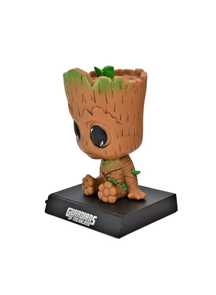 Avengers Groot Cute Spring Dancing Phone Holder | PVC Bobblehead Toy for Car Dashboard | Fun Car Accessory & Gift