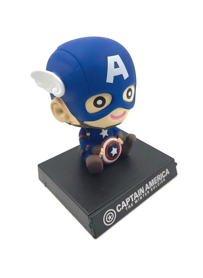 Baby Captain America Avengers Bobblehead with Mobile Holder | Durable Dashboard Decoration | Marvel Superhero Car Accessory