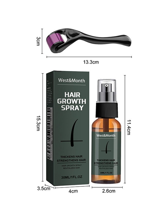 Hair Growth Spray - Beard Growth Spray Set for Men Nourishing Moisturizing Moustache Growth Enhancer Anti Hair Loss Care Serum with Beard Roller