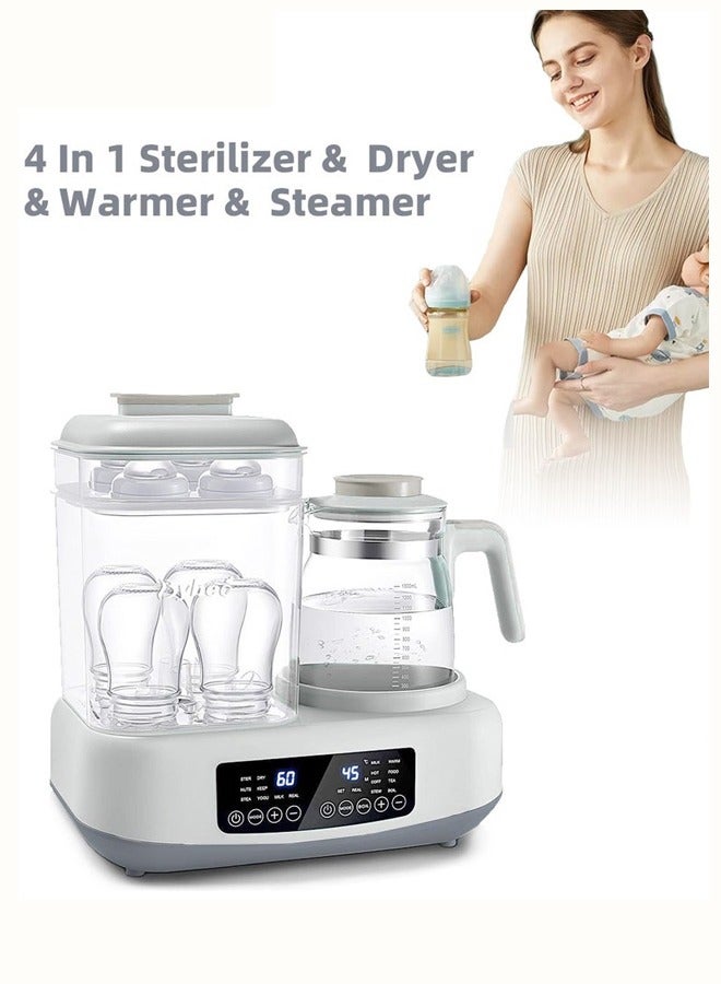 Baby Bottle Sterilizer and Dryer, Multifunctional Bottles Warmer, Electric Steamer, Heater&Thaw for Formula Breastmilk, 72H Keep Warm with Smart Temperature Control Auto Shut-Off BPA Free