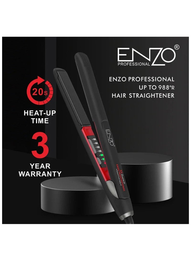 ENZO EN-5183 – Advanced Titanium Technology for Sleek, Smooth, and Styled Hair – Adjustable Temperature, Quick Heat-Up, Non-Slip Grip, and 360° Swivel Cord - International Version