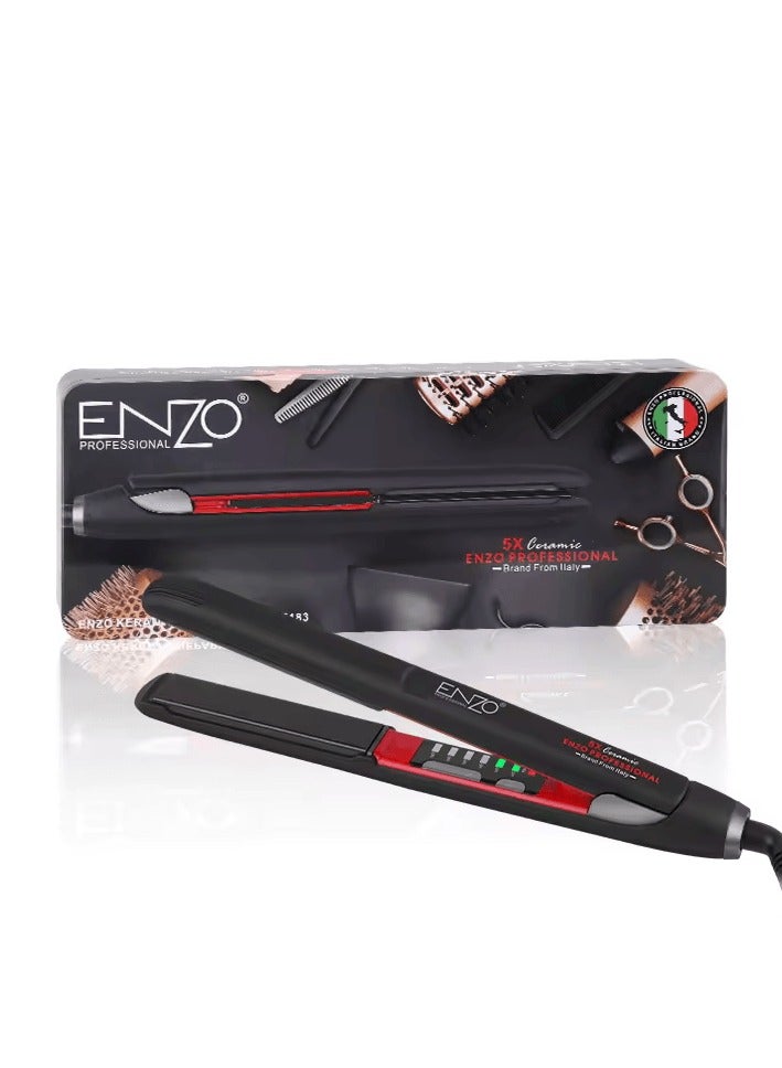 ENZO EN-5183 – Advanced Titanium Technology for Sleek, Smooth, and Styled Hair – Adjustable Temperature, Quick Heat-Up, Non-Slip Grip, and 360° Swivel Cord - International Version