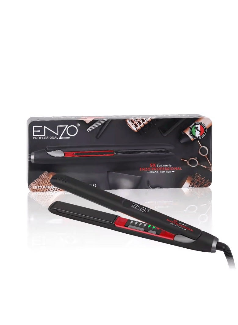 ENZO EN-5183 – Advanced Titanium Technology for Sleek, Smooth, and Styled Hair – Adjustable Temperature, Quick Heat-Up, Non-Slip Grip, and 360° Swivel Cord - International Version