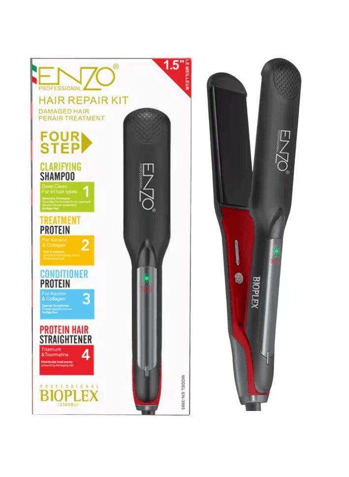 ENZO EN-3985 Professional Four-Step Bioplex Technology Flat Iron with Ceramic Plates, Adjustable Temperature, and Quick Heat-Up  Key Product Features -Intl Version