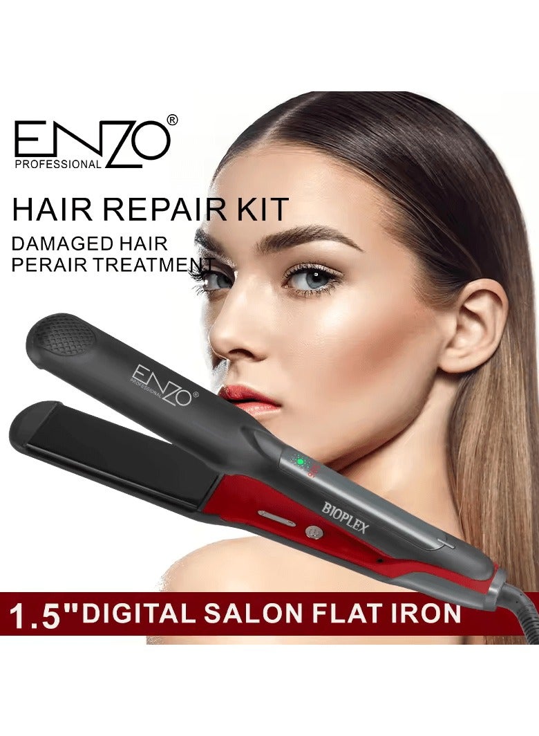 ENZO EN-3985 Professional Four-Step Bioplex Technology Flat Iron with Ceramic Plates, Adjustable Temperature, and Quick Heat-Up  Key Product Features -Intl Version