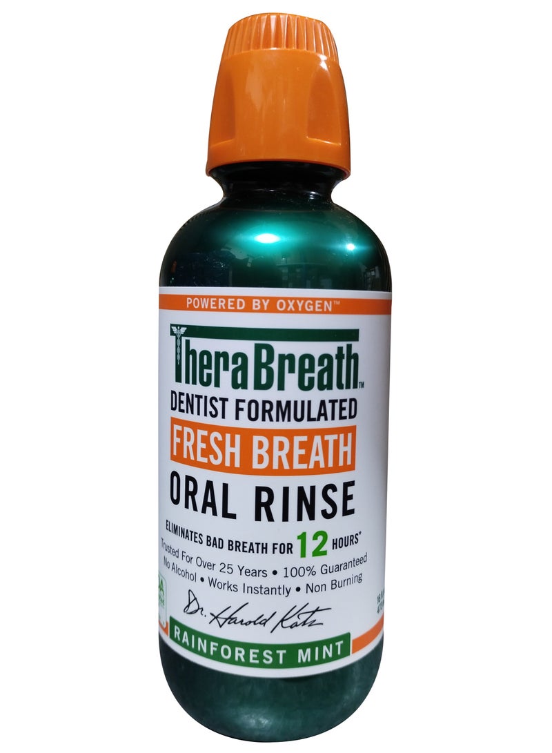 TheraBreath Fresh Breath Dentist Formula Mouthwash, Rainforest Mint 473ml