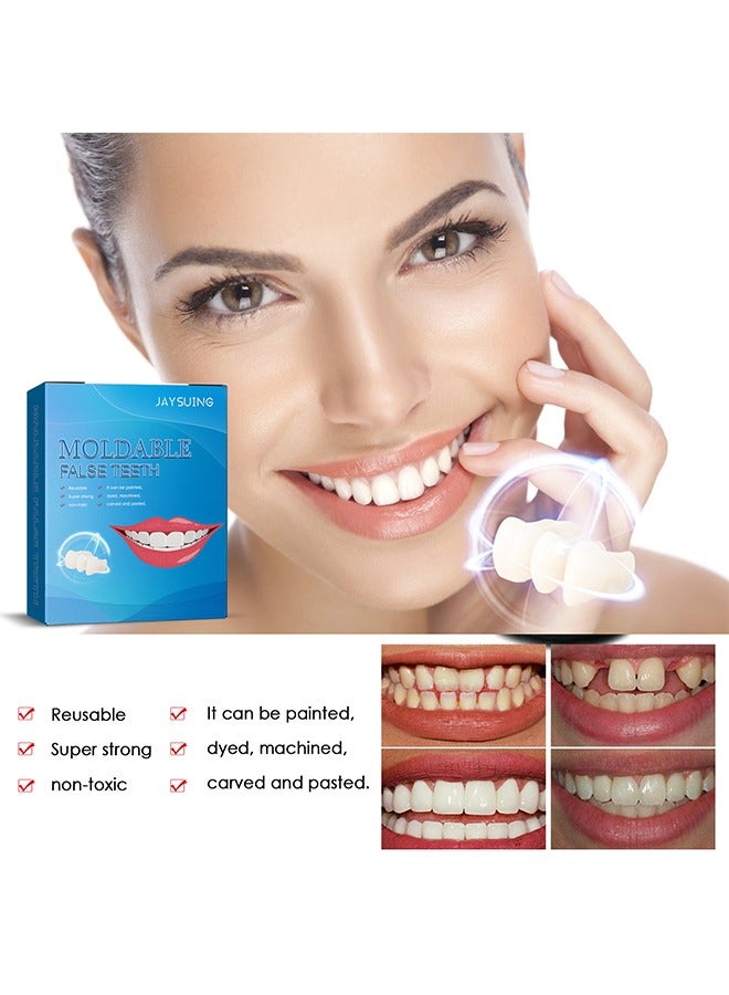Moldable False Teeth, Reusable/Temporary Molded/Denture Replacement, Used To Fill Missing Broken Teeth, Quickly Restore Confident Smile, Tooth Filling Repair Kit