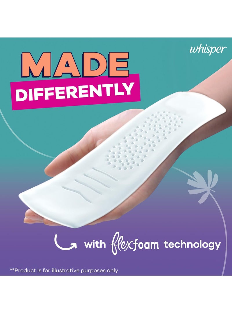 Whisper Flexfoam, 10 XL+ Sanitary Pads for Women, Upto Zero Feel Zero Leaks, World's 1st Flexfoam Pad, Upto 100% leak free, Seamlessly Conforms to your body