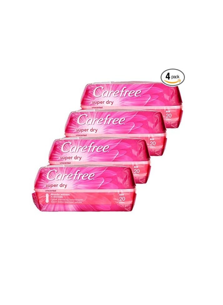 Carefree Super Dry Panty Liners, 20 Liners (Pack of 4)