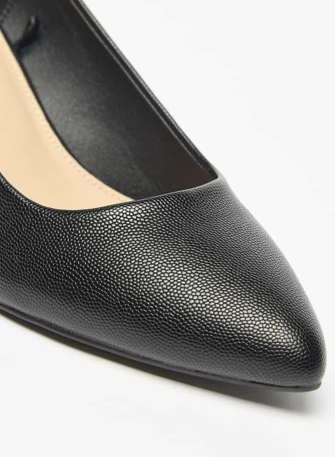 Women Textured Slip-On Pumps with Kitten Heels