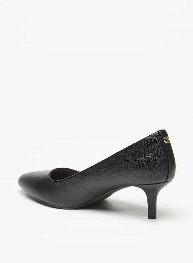 Women Textured Slip-On Pumps with Kitten Heels