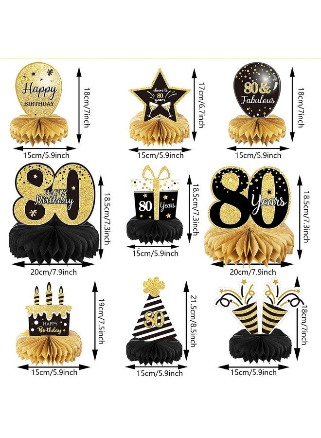 9 Pieces 80Th Birthday Decoration 80Th Birthday Centerpieces For Tables Decorations Cheers To 80 Years Honeycomb Table Topper For Men And Women Eighty Years Birthday Party Decoration Supplies(80Th)