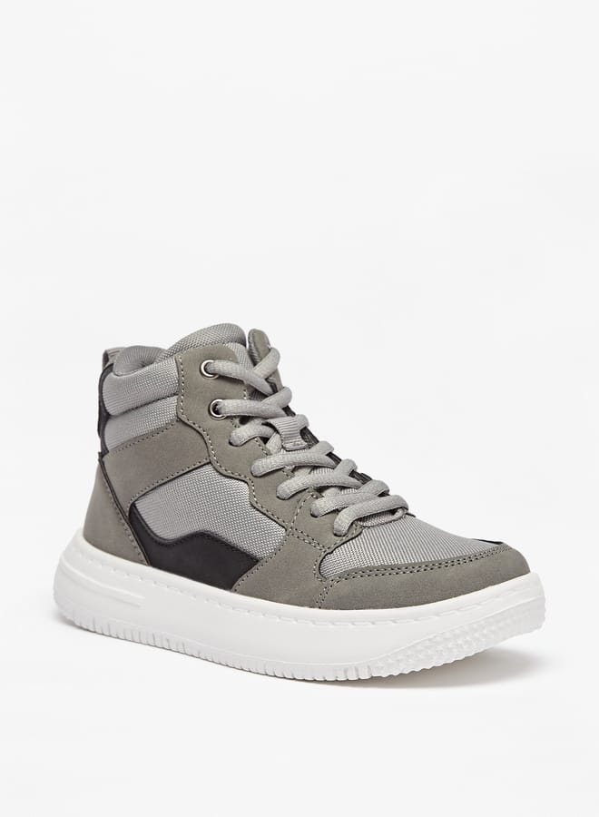 Boys Mister Panelled High Top Sneakers with Zip Closure