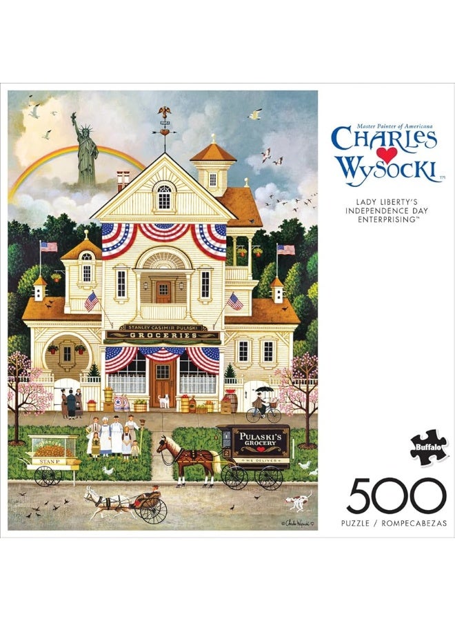 Buffalo Games - Charles Wysocki - Lady Liberty's Independence Day Enterprising - 500 Piece Jigsaw Puzzle for Adults Challenging Puzzle Perfect for Game Nights