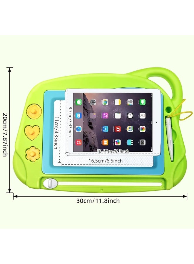 AiTuiTui Magnetic Drawing Board Mini Travel Doodle, Erasable Writing Sketch Colorful Pad Area Educational Learning Toy for Kid/Toddlers/Babies with 3 Stamps and 1 Pen (Green)