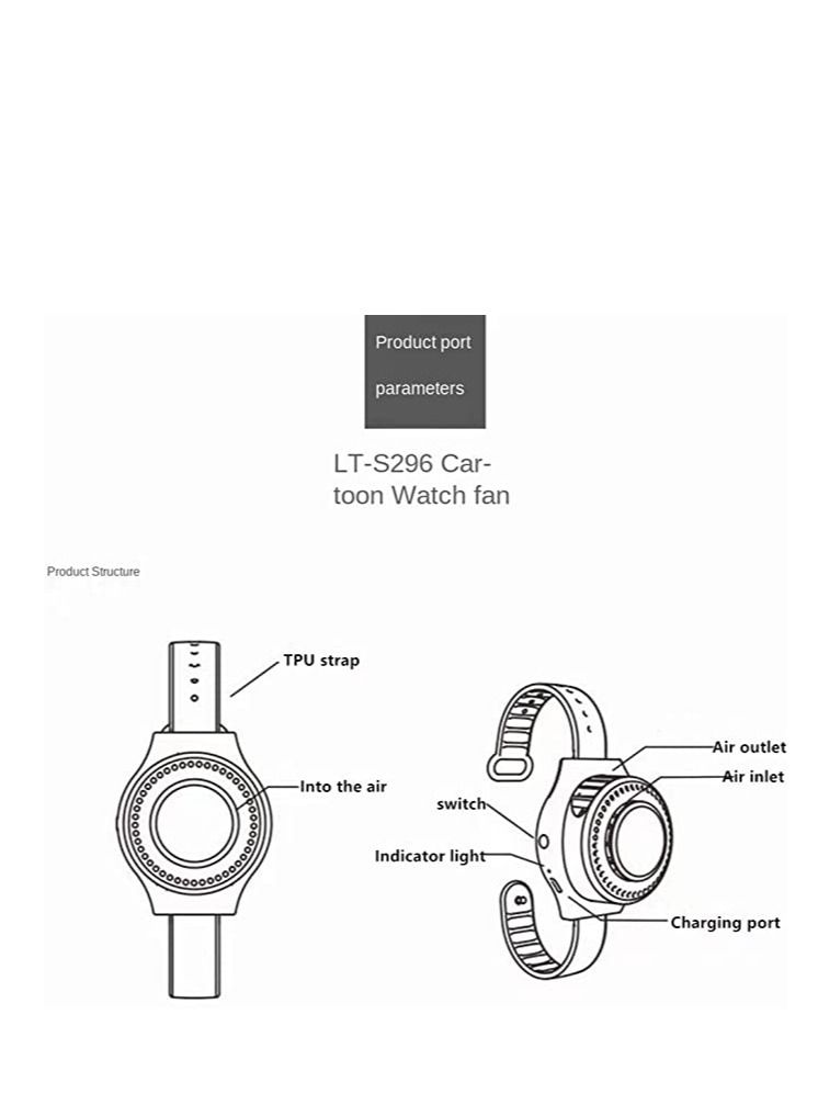 USB Mini Wrist Fan for Kids 300mah