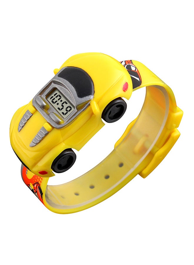 Boys' Car Shape Digital Watch 1241 - 28 mm - Yellow